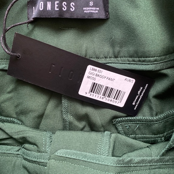 Lioness Gigi Baggy Pant Moss Paperbag Wide Leg Green Trousers Size Small - Picture 5 of 9